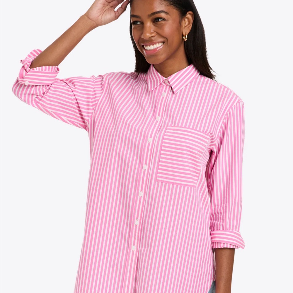 Draper James Pink and White Striped Lynn Top